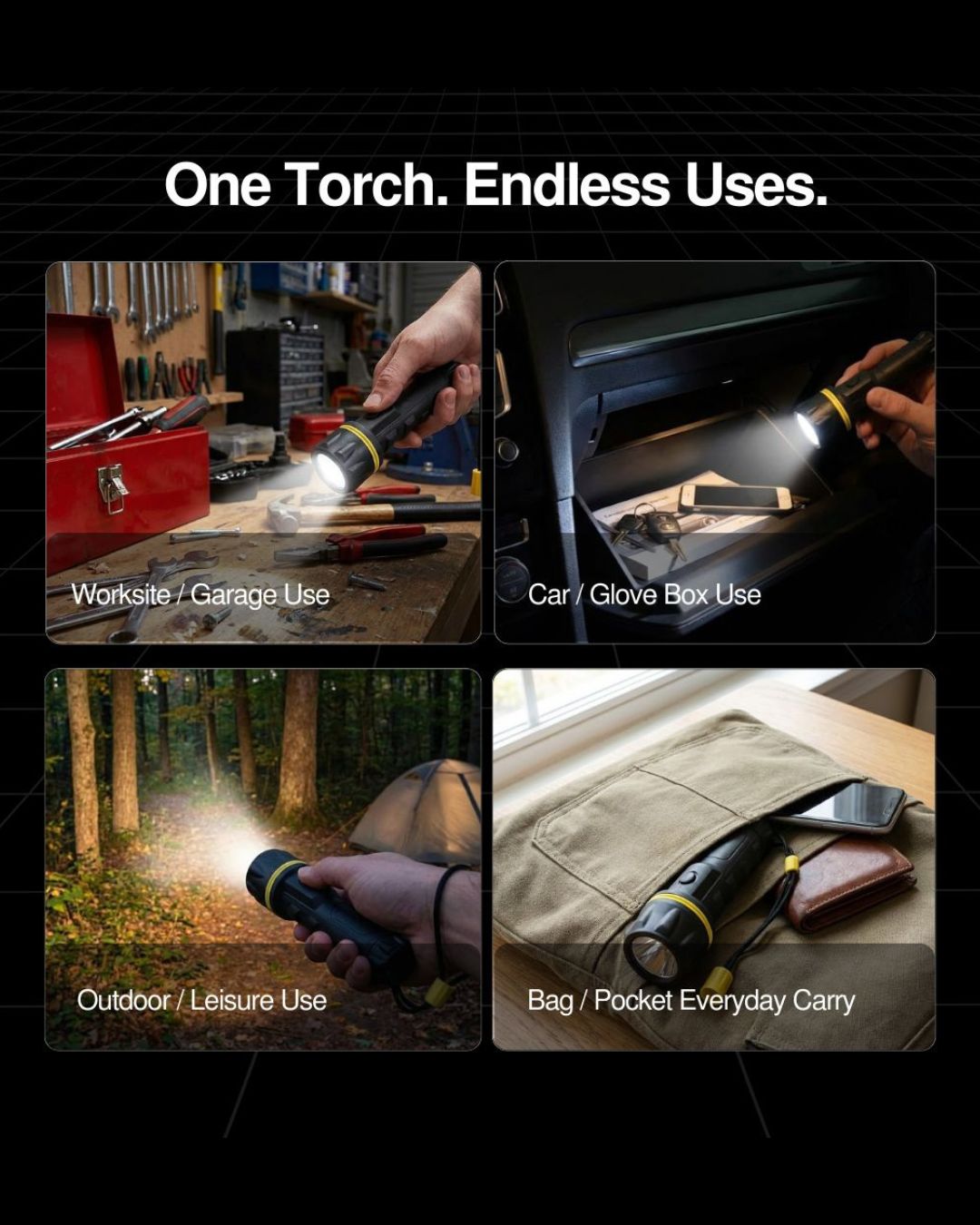 Vellcom™ Small Rubber Torch - 3 LED RT5148