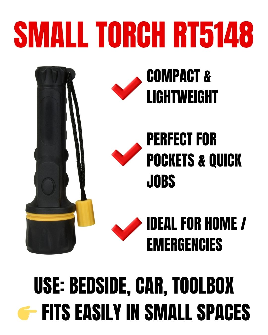 Vellcom™ Small Rubber Torch - 3 LED RT5148